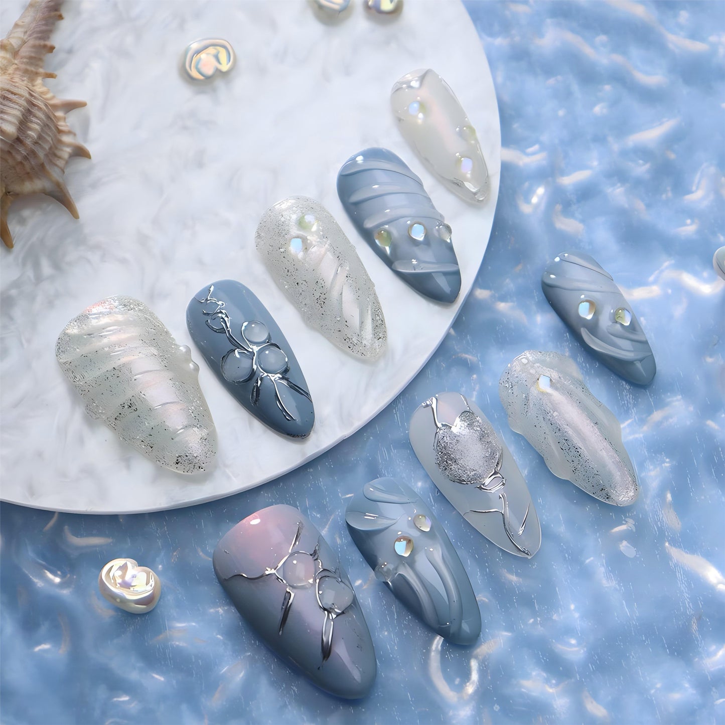 3D Blue Sea Shell