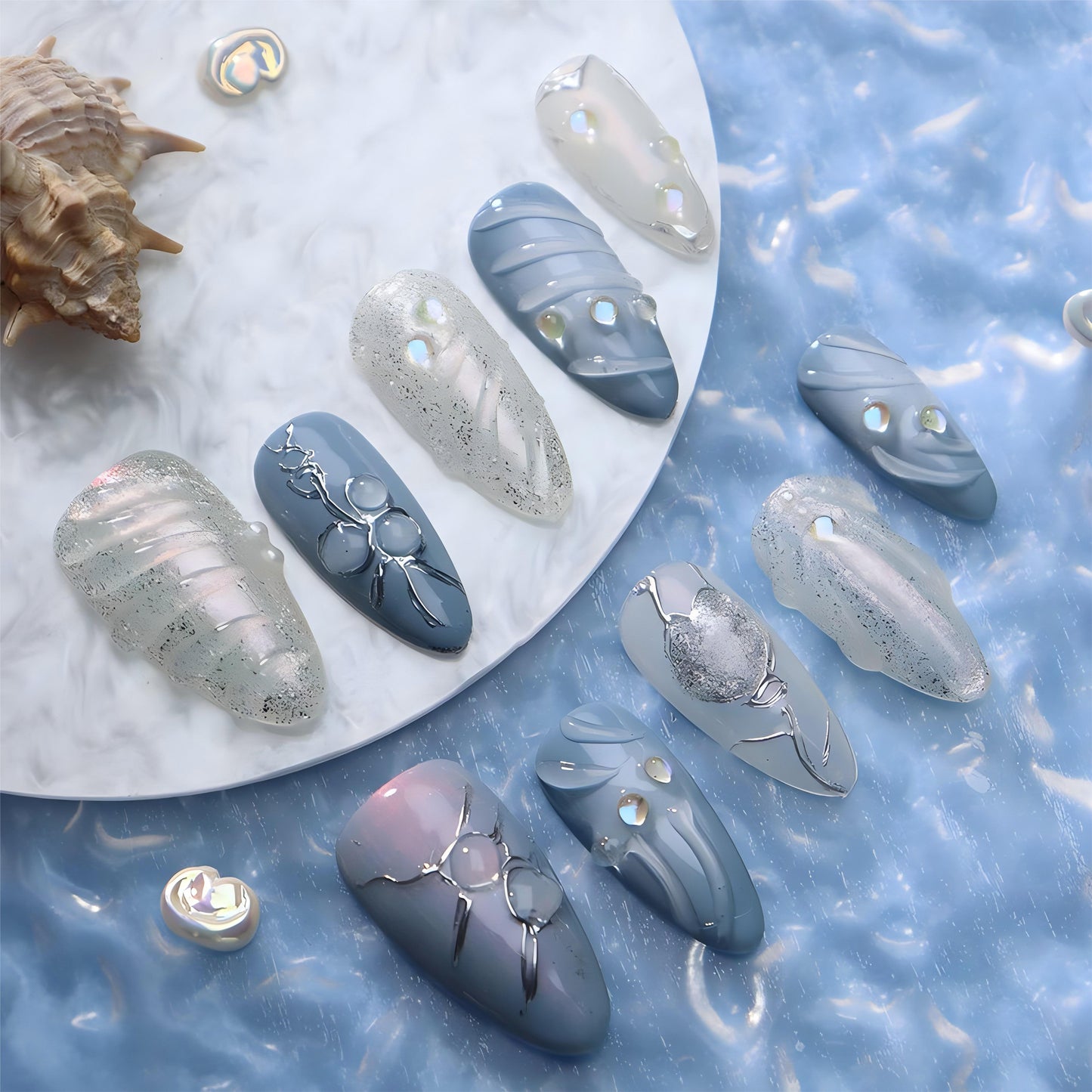 3D Blue Sea Shell